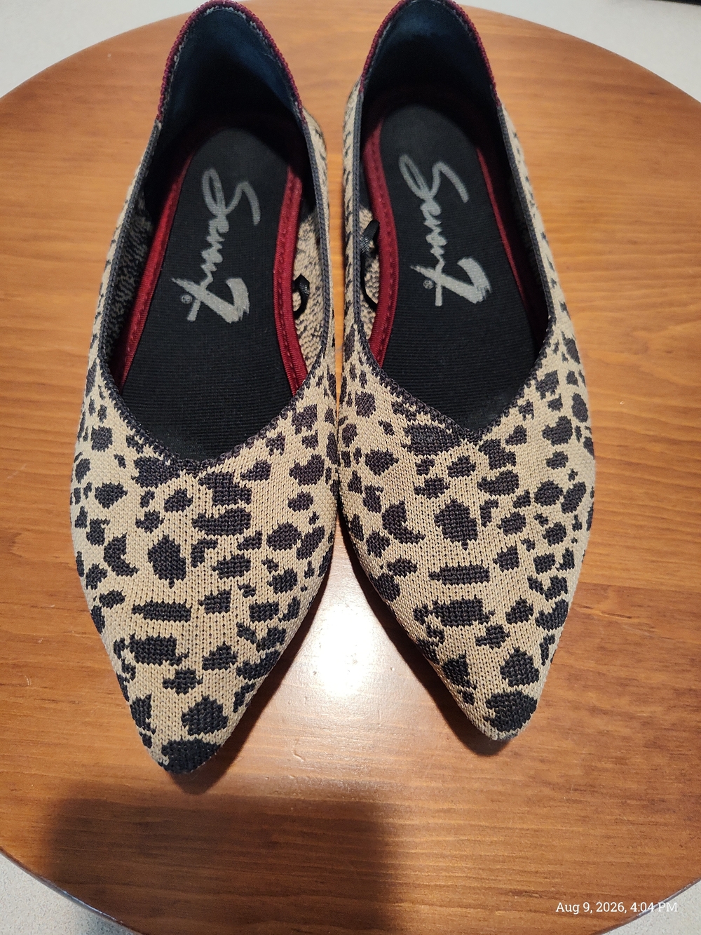 Seven7 Leopard Knit Pointed Flats - Tan & Black